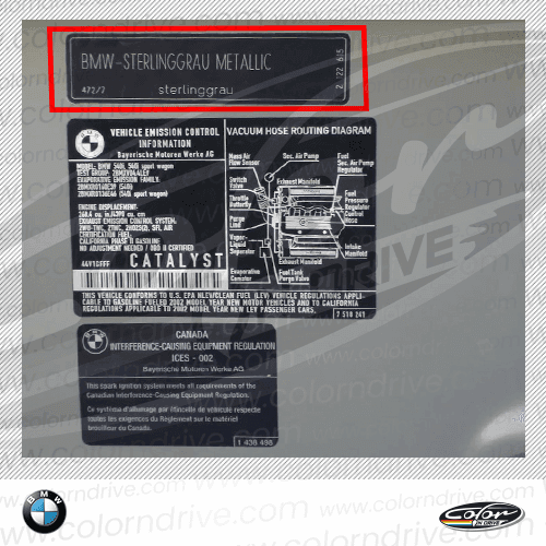 MINI paint code label example 1