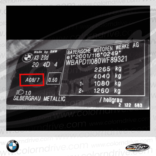 MINI paint code label example 6